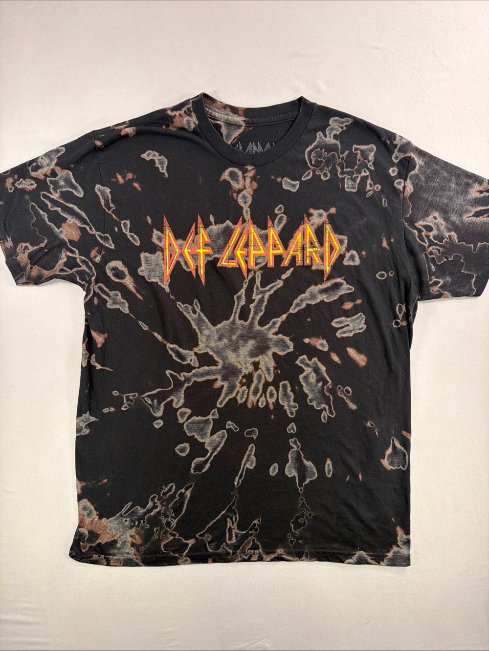 Def Leppard Black Tie-Dye Logo Short Sleeve Tee